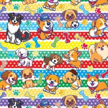 Imagem de Papel de Presente Bobina Couché 60CM MODELO125 Cachorrinhos 100 Metros