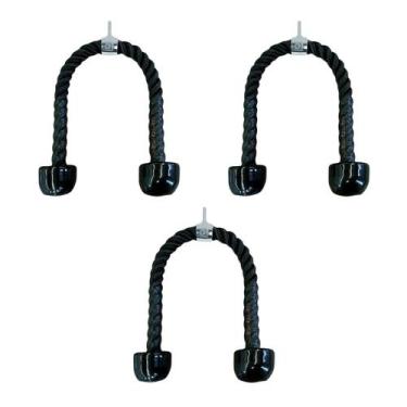 Imagem de Kit 3 Puxadores Corda Tríceps Bíceps D1 Fitness Emborrachado Giro 360 
