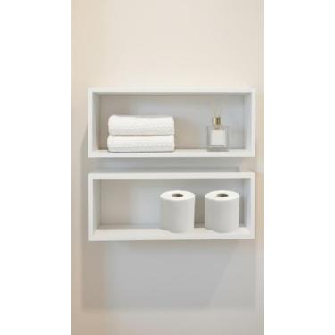 Imagem de Kit 02 Nichos Retangulares MDF 50x25cm Branco - Congratulations Store