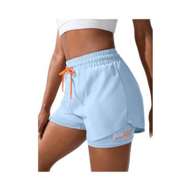 Imagem de Shorts Femininos De Yoga E Corrida Com Cintura Alta, Elásticos E Efeit