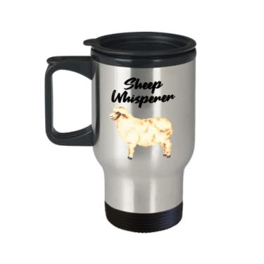 Imagem de Caneca de viagem Sheep Whisperer – Copo de café isolado Sheep Whisperer – Presentes de sussurro de ovelha