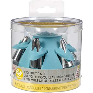 Imagem de Wilton Conjunto de pontas de tubulação de biscoitos/biscoito com suporte de silicone, turquesa, 7 peças