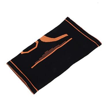 Imagem de VGEBY Joelheira esportiva de nylon elástico para corrida, ciclismo, alívio da dor nas articulações (preto + laranja)