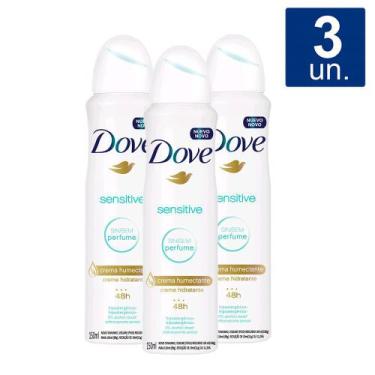 Imagem de Kit 3X Desodorante Antitranspirante Aerosol Dove Sensitive Sem Perfume