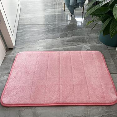 Imagem de Tapete de banheiro de espuma viscoelástica, antiderrapante, absorvente, forro ultramacio, tapete para banheiro, cozinha, corredor, banheiro, sala de estar, rosa, 61 x 91 cm