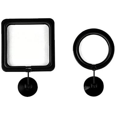Imagem de Maogear Anel de alimentação de peixes, 2 peças, alimentador de alimentos para aquário, anel quadrado flutuante para alimentação de alimentos com ventosa (preto)