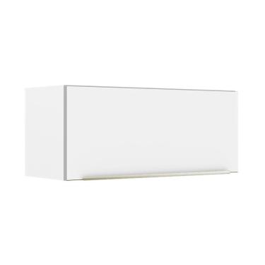 Imagem de Armário Aéreo Madesa Lux 80 cm 1 Porta Basculante - Branco/Branco Veludo