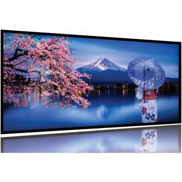 Imagem de Quadro Decorativo Escritório Paisagem Monte Fuji 130x60 Moldura Preta 2x2