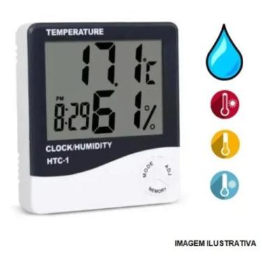 Imagem de Medidor Temperatura Umidade Termo Higrômetro Relógio Digital - Tomate