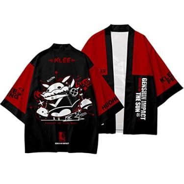 Imagem de Genshin Impact Zhongli Qiqi Klee Jaqueta Cardigan Costume Cosplay Tops Xale Manga 3/4 Manto