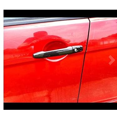 Imagem de GZBFTDH Revestimento de capa maçaneta carro fibra de carbono, para carro acessórios Mitsubishi Outlander Sport 2022 Lancer Evolution ASX (TQW com furos sem chave)