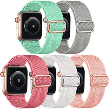 Imagem de Adorve Pulseira masculina elástica compatível com Apple Watch Ultra de 49 mm, 46 mm, 45 mm, 44 mm, 42 mm, 41 mm, 40 mm e 38 mm, para iWatch Ultra 2, séries 10/9/8/7/6/5/4/3/2/1 SE