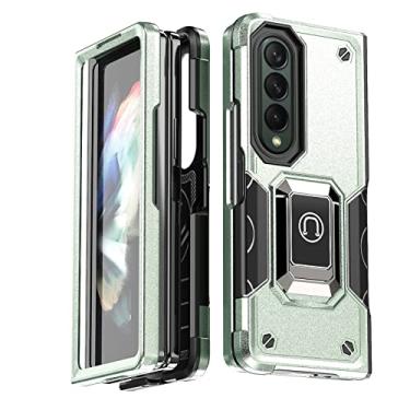 Imagem de YINGDAFENG Capa para Samsung Galaxy Z Fold 4, capa protetora à prova de choque de grau militar com anel giratório de 360° suporte magnético de corpo inteiro camada dupla resistente capa protetora, verde