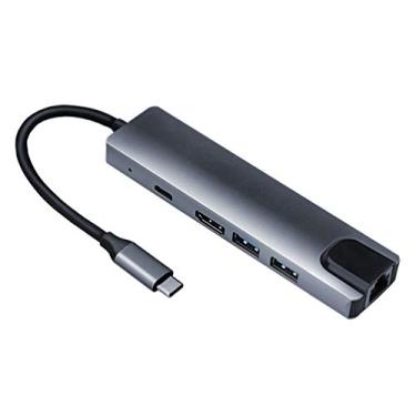 Imagem de Adaptador USB OSALADI 5 em 1 estação de ancoragem com hub USB C de carregamento tipo C