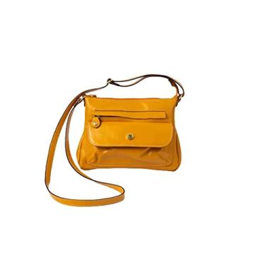 Imagem de Bolsa Selma Transversal Feminina Tiracolo em Couro Legitimo (Mostarda)