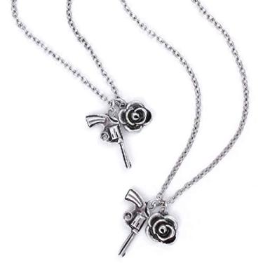 Imagem de Conjunto de colar e pulseira de pistola e pingentes duplos oficiais da Guns N Roses