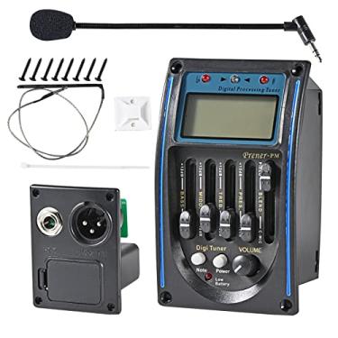 Imagem de Captador de guitarra acústica, equalizador de 5 bandas equalizador de guitarra pré-amplificador piezo captador afinador com microfone LCD