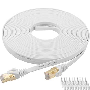 Imagem de DEFACE Cabo Ethernet Cat 8 de 25 pés Cat8 Cabo de Internet Gigabit Flat Gigabit Blindado de Alta Velocidade RJ45 LAN para PS4, Xbox, Roteador, Modem, Gaming, Branco