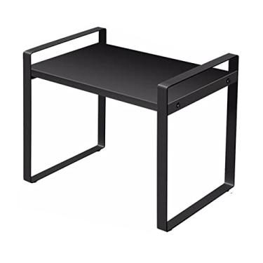 Imagem de KIZQYN Estante de livros de metal para mesa prateleiras de mesa organizador de armazenamento para materiais de escritório, tempero de cozinha, suporte de plantas, L30×L20×H24,5 cm, estante preta