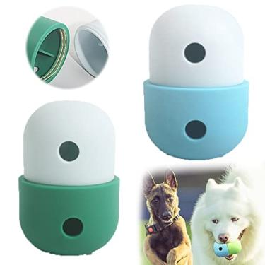 Imagem de Myweyde Food Dispensing Dog Toy With Button, 2 Pack Dog Puzzle Toys Spin Interactive Cat Slow Feeder, Bola de mascar para cães pequenos, médios e grandes (B)