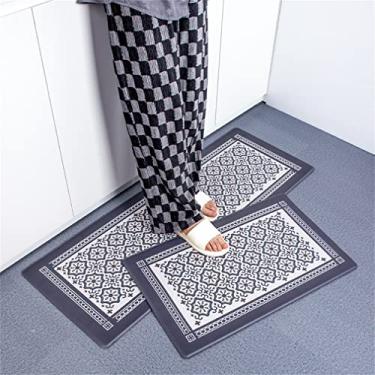 Imagem de KELATI Conjunto de 2 tapetes de cozinha, conjunto de tapetes de cozinha antifadiga, conjunto de tapetes de cozinha impermeáveis de PVC antiderrapante para cozinha, escritório, pia-B