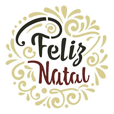 Imagem de Stencil de Acetato para Pintura de Natal OPA Simples 14 x 14 cm - 2549 Frase Feliz Natal Lettering