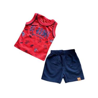 Imagem de Kit Infantil Masculino Camiseta + Bermuda Moletinho Elian