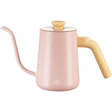 Imagem de REJOON Pote de café perfurador 650ml panela de café de aço inoxidável invertido manual pote de café pescoço de ganso (cor: rosa)