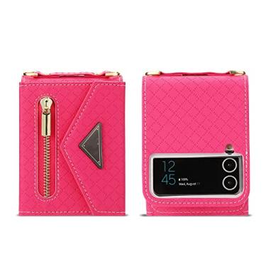 Imagem de Estojo de couro fashion para Samsung Galaxy Z FLIP 4 Capa à prova de choque, bolsa crossbody, cordão para telefone, 1, para Samsung Z flip4