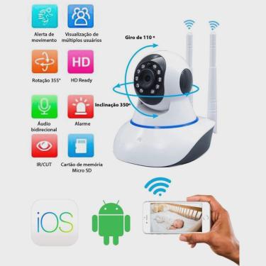 Imagem de Camera robo ip wireless para monitorar pet ou baba eletronica com aplicativo de celular acesso remoto