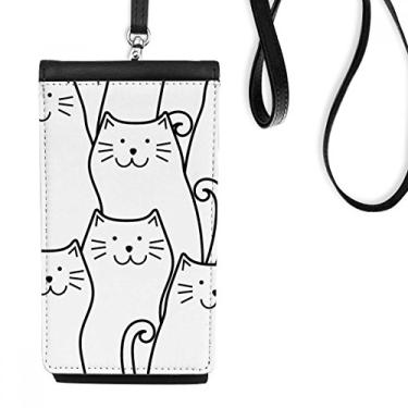 Imagem de Smiling Cat Protect Animal Pet Lover bolsa para celular suspensa bolso preto