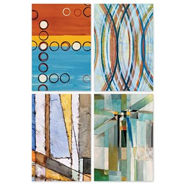 Imagem de Placas Decorativas Abstrato Geométrico MDF 20x30cm Kit 4un