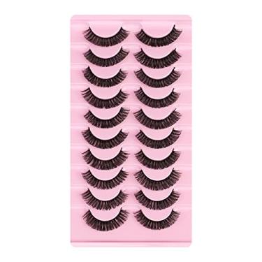 Imagem de Galori Cílios longos 10 pares de cílios autoadesivos reutilizáveis sem necessidade de cola ou delineador Extensão de cílios postiços grossos naturais