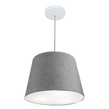 Imagem de Lustre Pendente Cone Cúpula Tecido 30/40x30 cm, Vivare Iluminação, Pendente4246 CZ, Cinza, Médio