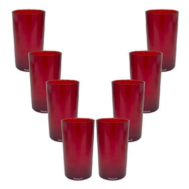 Imagem de Kit 8 Copos Big Drink 500ml Vermelho - Policarbonato Texturizado