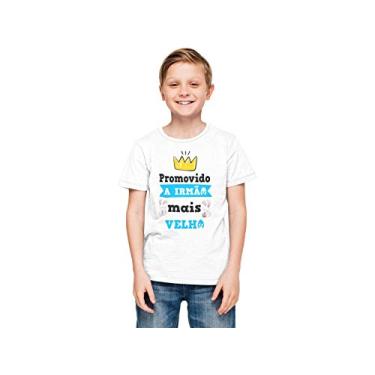 Imagem de Camiseta de Páscoa Promovido a Irmão Mais Velho Tam. 04 Branca