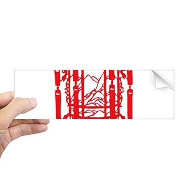 Imagem de DIYthinker Adesivo retangular de corte de papel chinês lanterna vermelha decalque para janela notebook