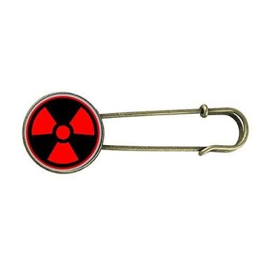Imagem de Red Dangerous Chemical Radiation Toxic Symbol Retro Metal Broche Pin Clip Jewelry