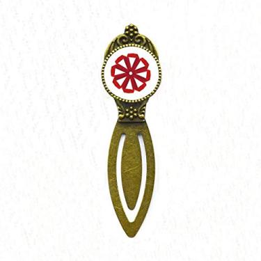 Imagem de Marcador de página retrô abstrato de flores de origami vermelho para escritório