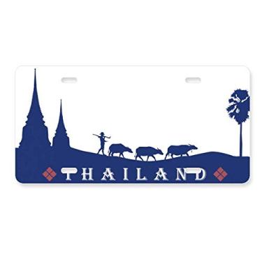 Imagem de DIYthinker Placa de licença cultura alfandegária Reino da Tailândia decoração de carro acessório de aço inoxidável