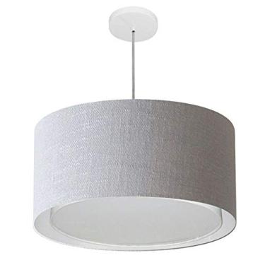 Imagem de Lustre Pendente Cilíndrico Duplo Cúpula Tecido 30/50x40 cm, Vivare Iluminação, Pendente4295 CZ, Cinza, Médio