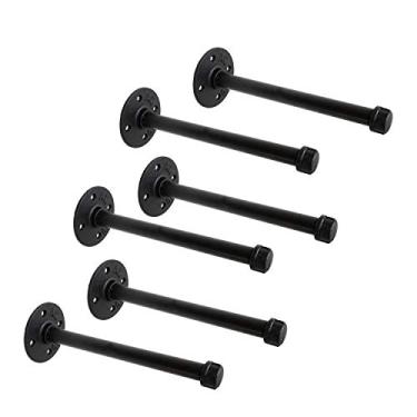 Imagem de Suportes de prateleira de tubo de ferro preto industrial de 1/5.1 cm, suporte rústico de prateleira DIY montado na parede, suportes de tubos personalizados para prateleiras flutuantes (20 cm, peça, 15