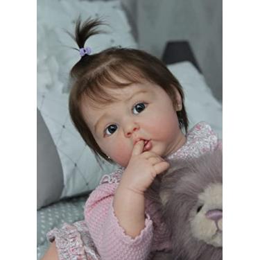 Imagem de SHENGX Bebe Reborn Silicone Realista,22polegada Olhos Abertos Bebê Reborn De Silicone Sólido Realista - Sente-Se E Deite-Se Pode Mover Braços E Pernas Transplante De Cabelo Artesanal