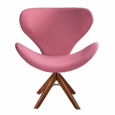 Imagem de Poltrona Decorativa Isis Swan Cadeira Giratória Pé Madeira