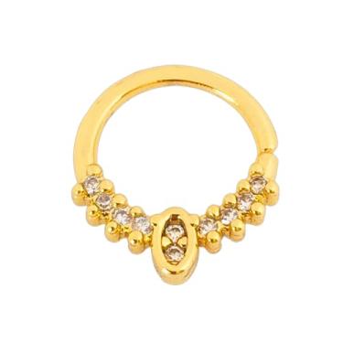 Imagem de Piercing Septo Nariz Banhado a Ouro 18k com Zircônias Dourado