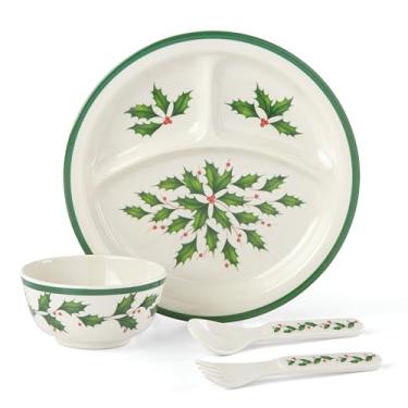 Imagem de Lenox 885787 Conjunto de jantar infantil de 4 peças, louça de Natal, hospedagem