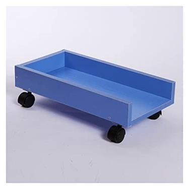 Imagem de GRFIT Suporte de CPU Suporte de PC Mainframe PC Suporte de torre de carrinho de chão, carrinho de CPU com laterais protetoras Suporte de CPU com 4 rodas rodízios sob a mesa Suporte de torre de PC (Cor: Caneca azul grande)
