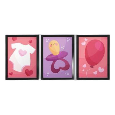 Imagem de Quadro Com Moldura Bebê Menina Objetos Decoração