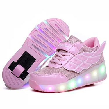 Imagem de Tênis esportivo Nsasy Roller Shoes infantil para meninos e meninas com rodinhas, 586-pink, 1.5 Little Kid
