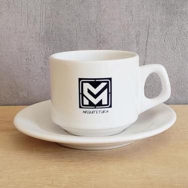 Imagem de 04 Xícaras Personalizadas com a Sua Logomarca + Pires (Para Café e Chá) 180 ml